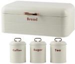 Totally 4 - Piece Breadbin And Canister Tin Set Combo White