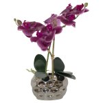 Purple Orchid In Silver Pot 33CM