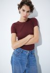 Ribbed Modal-blend T-Shirt - Burgundy