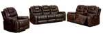 Smte Brown Pu Leather 6 Seater Recliner Sofa Set With 5 Recliner Seats With Keychain