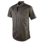 Mens Casual Short Sleeve Vented Twill Shirt Olive - 3XL