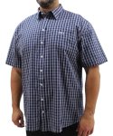Mens Short Sleeve Check Shirt - 10XL Nvy blue
