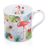 Flamingo Coffee Mug Pink Flamingo & Tropical Plants Ceramic Mug 12OZ New Bone China Tea Mug Birthday & Valentine's Day Gift For
