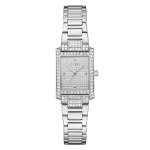 Guess Ladies Silver Tone Analog Watch With Diamond-accented Bracelet