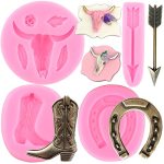 Zixiang Bull Head Silicone Molds Horseshoe Hoof Fondant Mold Feather Arrow Chocolate Molds For Rose Flower Cupcake Cake Topper D