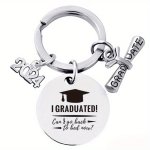 1PC 2.5CM Round Laser Engraved Stainless Steel Keychain For Men Graduation Season Commemorative Gift Teacher Gift