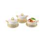 3 Piece Stainless Steel Hot Pot Set White & Gold