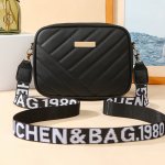 Minimalist Solid Color Pu Shoulder Bag For Women With Embroidered Strap Large Capacity Messenger Bag With Removable Strap Zip Cl