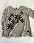 Zerbit Grey Diamante Flower Long Sleeve T Shirt 4 5Y