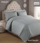 Simon Baker Paisley Bedspread Platinum Various Sizes - Super King - 320CM X 270CM + 2 Pillowcases 50CM X 70CM + 5CM Platinum
