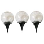 3 Piece 20CM Waterproof Glass Globe Garden Solar Power Ground Lights