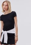 Sheer Boat-neck T-Shirt - Black