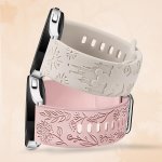 2-PACK Silicone Floral-engraved Bands Compatible With Samsung Galaxy Watch 6 5 4 40MM 44MM 5 Pro 45MM 6 4 Classic 42MM 46MM Acti