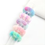 5PCS Fluffy Furry Rabbit Hair Scrunchies - Elastic Hair Ties With Pompom Ball For Women And - Soft And Comfortable Hair Accessor