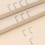 10PCS L Shape Nose Ring Inlaid Shiny Rhinestone Stainless Steel Nose Nail Party Accessories
