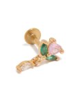 Goldair Gold Plated Surgical Steel Pink Cubic Zirconia Rose Drop Single Flat Back Stud