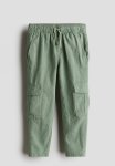 Linen-blend Cargo Trousers - Green