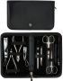 Manicure Set Black Artificial Leather 10 Pieces