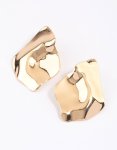 Goldair Gold Large Melted Wave Stud Earrings