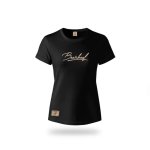 Ladies T-Shirt Metallic Puff Print Black Boerboel