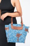 Vivace Printed Canvas Leather Tote Handbag