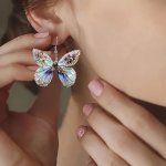 Chic Acrylic Butterfly & Flower Pendant Earrings - Perfect For Halloween Christmas Valentine's Day & Birthday Gifts