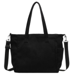 Casual Multi-pocket Shoulder Tote Bag With Adjustable Strap - Black