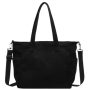 Casual Multi-pocket Shoulder Tote Bag With Adjustable Strap - Black