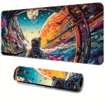 Space-themed Large Gaming Mouse Pad - Rubber Material Oblong Rectangle Shape Precision-locked Edges Washable And Non-slip Desk M