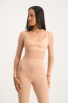 Zola Mesh Long Sleeve Bodysuit - Nude - S