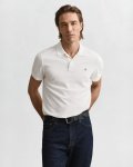 Mens Regular Shield Short Sleeve Pique Polo Shirt In White - White 4XL