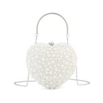 Tmore Heart Pearl Clutch Purse For Women Beaded Evening Clutch Bag Wedding Party Purse Handbag