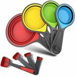 Collapsible Silicone Soft Measuring Cups And Measuring Spoons 8 Pieces Portable Food Grade Silicone Measurement Cup For Liquid &