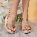 Women's Wedge Espadrille Sandals Open Toe Buckle Strap High Heels Fashion Summer Party Vacation Sandals For Holiday