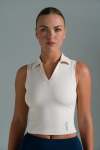 Split Collar Active Tank - XL Milk