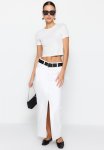 Slit Maxi Denim Skirt - White