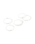Silver Plated Dainty Cubic Zirconia Stacking Rings 5-PACK - M l