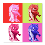 4 Cats Bright Art Print - A4
