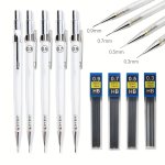 6PCS SET Transparent Mechanical Pencil 0.3 0.5 0.7 0.9MM With Lead Refills Set For Sketching Automatic Pencils Art Drawing Paint