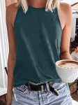 Solid Crew Neck Tank Top Casual Sleeveless Top For Spring & Summer Women's Clothing
