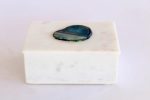 White & Agate Oblong Box With Lid 7.5X18X13CM