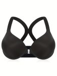 Plus Size Elegant Bra Women's Plus Closure Front Racer Back Ultra Soft Full Cover Comfort T-Shirt Bra