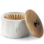 Bwodyay Coffee Filter Holder Wood Filter Storage Container For Counter Coffee Bar Accessories For Home Decor Retro White