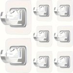 4PCS No Drill Curtain Rod Brackets - Hang Curtains Easily & Damage-free Kitchen And Bathroom Crossbar Fixing Device Adhesive Hoo