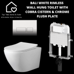 Bali White Rimless Wall Hung Toilet With Cobra Concealed Cistern & Flush Plate
