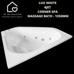 LUX White 6JET Corner Spa Massage Bath - 1350MM
