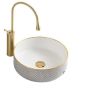 Counter Top Ceramic Basin / Table Top - Alyssa - Gloss White&gold Round