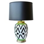 Modern White & Black Ceramic Lamp Base With Black Shade