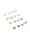 Multicoloured Acrylic Butterfly Earrings 8-PACK