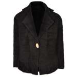 One Button Fluffy Knit Jacket - Black Free